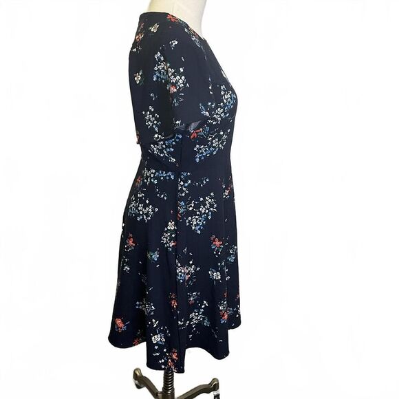Banana Republic Women's Size 0 Navy Blue Floral Fit and Flare Mini Dress - Picture 4 of 12